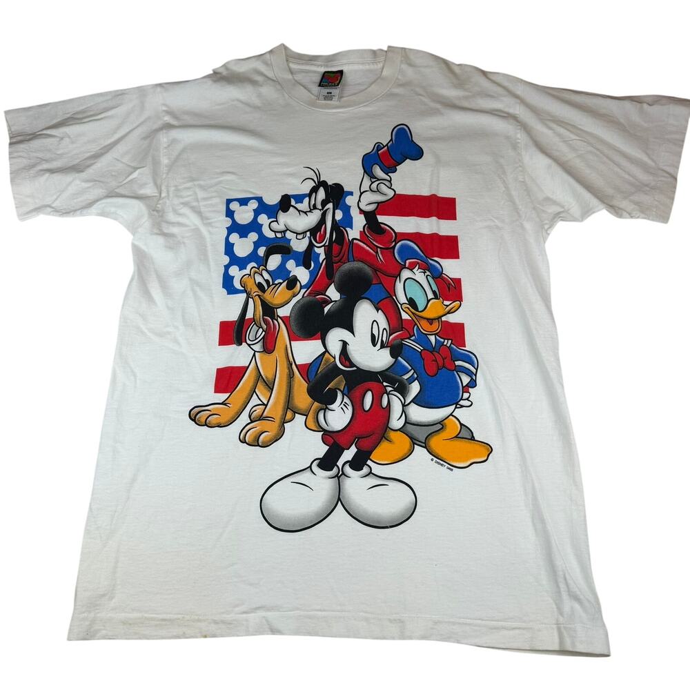 Vintage Disney Mickey Unlimited USA Flag Graphic Tee XL